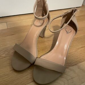 Qupid nude ankle-strap block heels